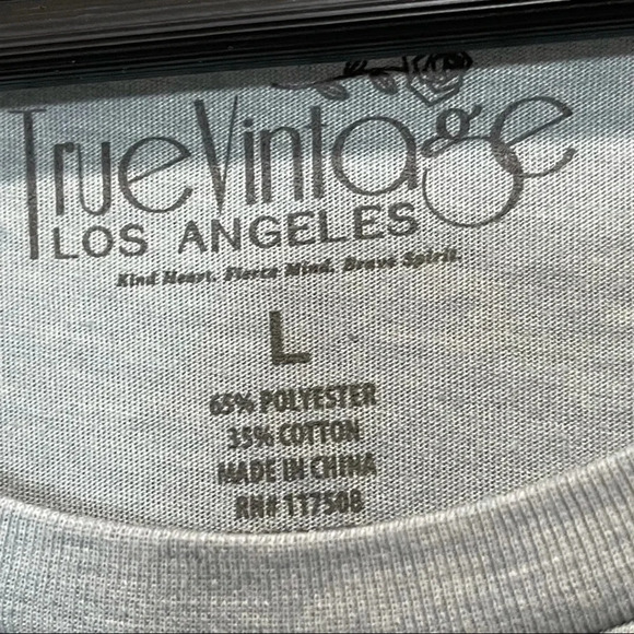 TRUE VINTAGE Blue Graphic Tee Sleeveless Crew Neck T-Shirt Top Size Large - Picture 9 of 9